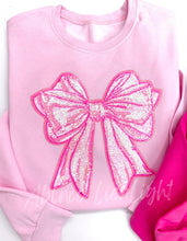 Load image into Gallery viewer, Pink Sequins Valentines Bow Crewneck