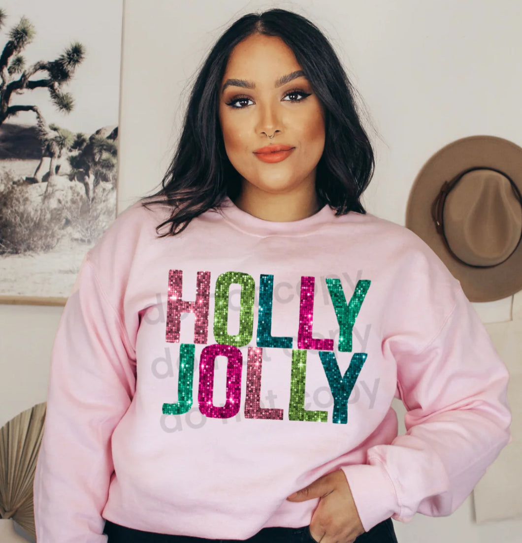 Holly Jolly Faux Sequins Top